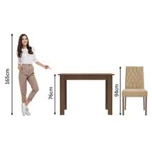 Juego De Comedor Con Mesa Y 2 Sillas Madesa Lídia Color Marrón/imperial Diseño De Tela Lisa - Marrón y beige - Ver 4