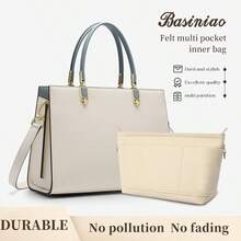 1pc Large Capacity Multi-Functional Inner Lining Bag, Cosmetic Bag, Toiletry Bag, Storage Bag, Desktop Organizer Bag, Home Storage Bag, Foldable Bag, Travel Bag - Black - View 4