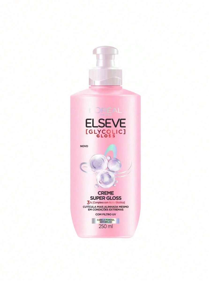 Creme para Pentear Super Gloss Loréal Paris Elseve Glycolic Gloss 250ml - Rosa Bebê - Visão 1