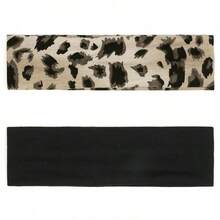 TERSE Fashion Women's Headbands For Short Hair Non Slip Elastic Floral Hairbands, Soft Fabric 2 Inches Thick Stripe Head Bands For Girls, Valentine's Day Heart Headbands - Headbands Color- Stylish Cheetah Print Set - 查看 4