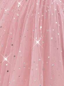 少女亮片3D蝴蝶结薄纱圣诞派对优雅粉色公主裙，适合女孩生日派对、青少年舞会、婚礼花童、感恩节、毕业典礼等场合。 - 粉色 - 查看 6