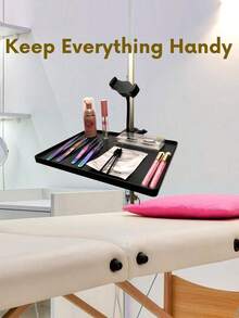 A Set Of Eyelash Storage Tray, Black, Multifunctional Adjustable Phone Holder And Tray. Lash Tray Organizer Suitable For Eyelash Beauty Tools And Daily Use - Black - View 3