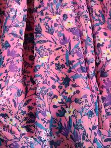 EARO 女式海军蓝碎花 A 字裙，高腰休闲宽松度假优雅设计拼布喇叭裙，春秋