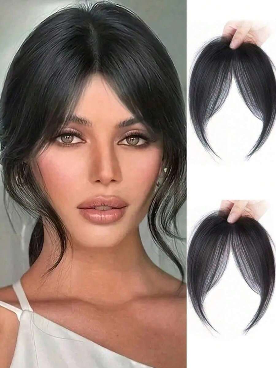 Synthetic Bangs Wig For Women With Natural Side Bangs Fluffy And Add Hair Flipper Bangs 8 Inch Bangs Wig