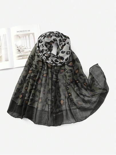 1 Piece Of Summer New Gold And Silver Silk Dual Color Leopard Print Scarf, Women's High-End Fashion Scarf, Headband Long Scarf, Daily Air-Conditioned Room Travel Sunscreen Shawl, And Family Holiday Gifts