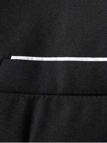 男士单排扣缺口翻领商务正装西装外套，适合婚礼、典礼、节日活动 - 黑色 - 查看 4