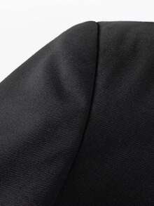 男士单排扣缺口翻领商务正装西装外套，适合婚礼、典礼、节日活动 - 黑色 - 查看 9