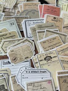 100pcs Vintage Frame English Tag Labels DIY Decorative Notebook Writing Memo Notes, Scrapbooking Supplies - Multicolor - View 3