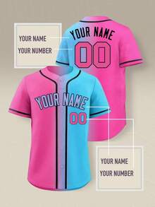 Customized Baseball Jersey Add Any Name And Number On Jersey Front & Back,Custom Halloween Christmas Holiday Gift - Pink - View 1
