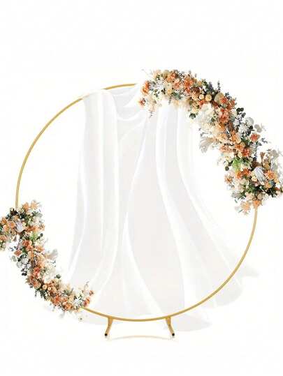 1 pieza Elegante arco de boda redondo de hierro - Soporte para arco de globos con abrazaderas, estructura metálica para fondo de arco, adecuado para decoración de arco para cumpleaños, despedida de soltera, ceremonia de boda, color dorado, Navidad, Día de la Madre, Graduación