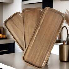 1pc Rectangular Sandalwood Tray, Candle Holder, Small Storage Tray, Suitable For Breakfast, Cake, Dinner, Sushi, Snacks And Fruits, Home Decor And Kitchen Storage, Perfect For Christmas And Thanksgiving - Brown - View 12