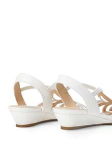 Women's Wedge Sandals Open Toe Low Heel Fashion Comfortable For Party Wedding Valentine's Day Dress Commuting All-Match Summer Shoes - White - View 9