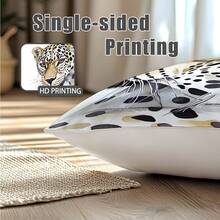 1 件 17.7*17.7 英寸 (45*45 厘米) 涤纶水彩豹纹印花设计靠垫套 [单面印花] 家居装饰 [不含枕芯]，适合日常使用，家居装饰，客厅沙发，卧室，汽车头枕枕头床上用品枕套房间装饰卧室装饰靠垫套靠垫 - 彩色 - 查看 3