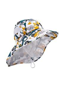 1pc Cartoon Unicorn/Mermaid/Dinosaur Pattern Kids Large Brim Shawl Bucket Hat, Boys Girls Sun Hat For Spring Summer Autumn Outdoor Travel Beach, UV Ion - Nhiều màu - Xem 6
