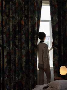 1 件全新花卉油画全遮光双层复合窗帘，隔热，适用于家庭/办公室/派对装饰