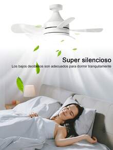50W Ceiling Fan With Remote Control, 3-Color Lights, 3 Speeds, With Timer Function, Closed Ceiling For Kitchen/Bathroom/Bedroom - Multicolor - View 5