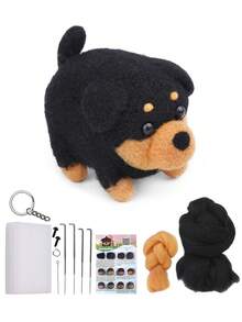 1 套初学者羊毛毡 Poke Fun DIY 套件、狗系列羊毛材料包、手工羊毛毛绒娃娃吊坠，附基本配件和教程 - 彩色 - 查看 14