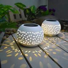 Solar Powered Desk Lamp, Energy-Saving Small Night Light For Outdoor Courtyard, Photography Ambience Light, Balcony Garden Decor Creative Table Lamp - White - View 2