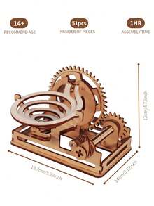 3D Wooden Puzzles For Adults Spiral Marble Run Handmade DIY Model Kits With Mechanical Puzzles Birthday Or Christmas Gifts - Beige - View 6