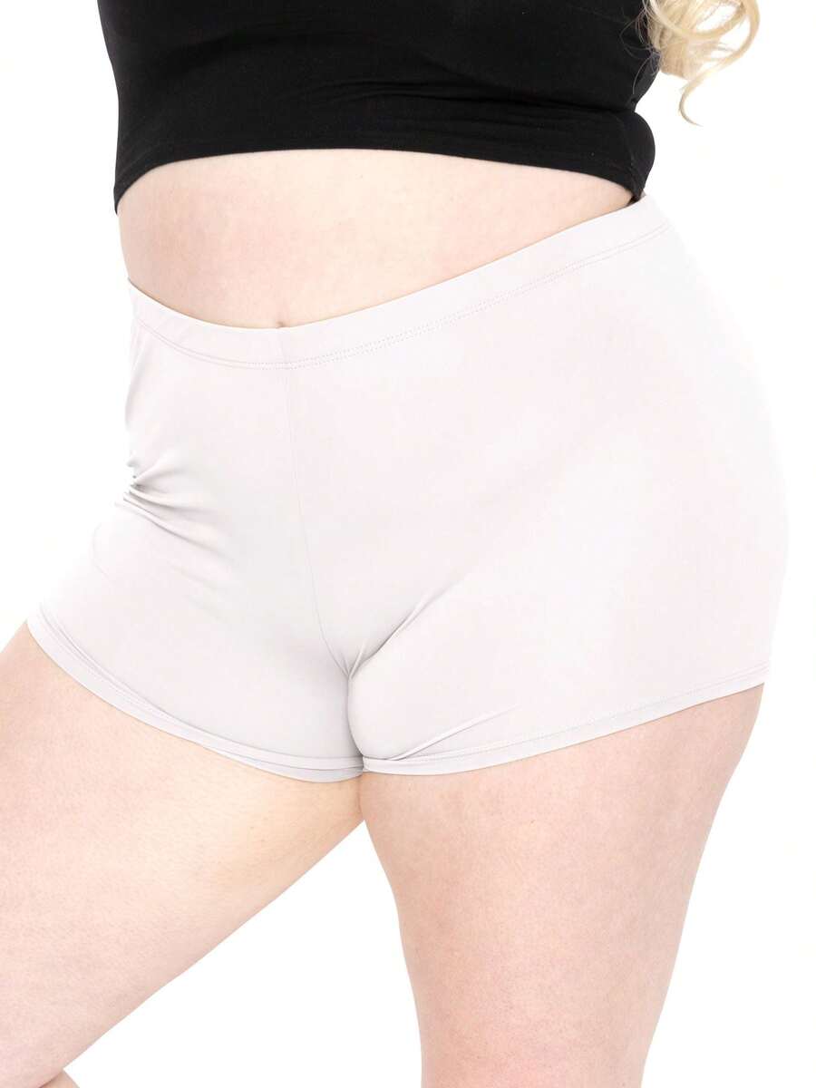 STRETCH IS COMFORT Women's And Plus Size Nylon Booty Shorts | Small - 3X - White - View 1