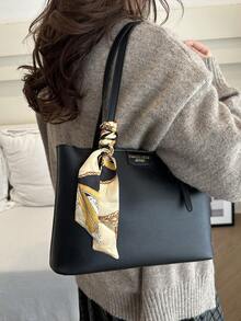 This Fashionable And Minimalist Solid Color Letter Print Shoulder Tote Bag Comes With A Scarf, Suitable For Shopping, Carrying Wallets, And Casual Outings, Especially Suitable For Young Women, College Students, Young Professionals, And White-Collar Workers. It Is Also Very Suitable For Office, University, Work, Business, Commuting, Outdoor Activities, Travel And Hiking Occasions.