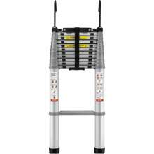 Telescoping Ladder, Max. 20.3 FT 419 LBS Capacity, Aluminum Lightweight One/Multi-Button Retraction Collapsible Extension Ladder With Non-Slip Feet, Portable Multi-Purpose Compact Ladder For Home, RV, Loft, ANSI Liste