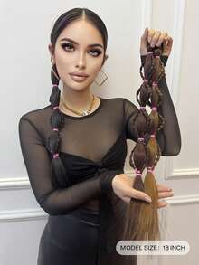 JENNIFER 1-Pack Creative And Fashionable Braids 18Inch Synthetic Hair Extensions With Rubber Bands For Daily Wear - Natural Black - View 3