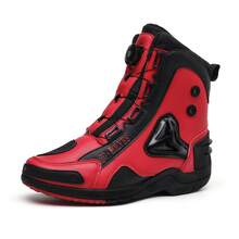 Unisex Motorcycle Boots, High-Top Synthetic Leather, Rubber Outsole With Excellent Grip And Ankle Support, Suitable For Off-Road And Motorcycle Racing Enthusiasts - Red - View 3