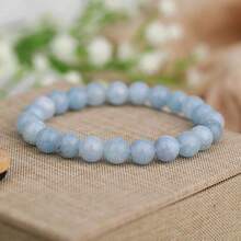 Vibe Green Jade Bracelet - Healing Wealth Bracelet - Jade Beaded Bracelet Women Men - Bring Good Luck Prosperity And Emotional Balance - Adjustable Size - 藍晶 - 查看 2