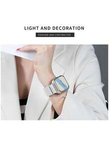 1 件男女时尚休闲磁性硅胶表带可调节防水腕带,适用于 表带 38/40/41/42/44/45/46/49 毫米,适用于 Series Ultra/SE/11/10/9/8/7/6/5/4/3/2/1,智能手表配件 - 古董白拼薄霧藍(無手錶) - 查看 7