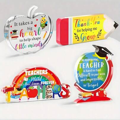 1pc 4pcs/Set Teacher's Day Commemorative Gift, Suitable For School, Classroom, Office Desktop Decor, Graduation Party Teacher Appreciation Memorabilia School Decor School Surprise Dormitory Decor Back To School Home Decor Room Decor School Supplies