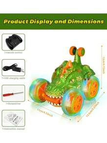 Voiture radiocommandée dinosaure avec rotation à 360°, roues illuminées, voiture RC dinosaure 2.4Ghz avec cascades rapides, voiture RC transformable, voiture de police transformante à l'échelle 1:18 avec lumières, transformation 1 touche avec rotation à 360°, jouet télécommandé d'intérieur et d'extérieur pour enfants de 3 ans et plus, cadeau idéal pour Noël/Halloween/Pâques pour les garçons