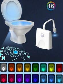 1/2pcs RGB Motion Sensor Toilet Light, LED Toilet Projector Light, USB Rechargeable Night Light, Color Changing Toilet Night Light - LED Bathroom Accessories For Home Bathroom Decoration - White - View 2