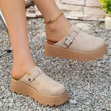 Women's Platform Slip-On Mules, Comfortable Soft Sole Thick Bottom Closed Toe Sandals, New Spring/Summer 2025 Design, Slip-On Casual Shoes
