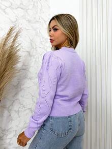 Women's Cold Weather Blouse Long Sleeve Cashmere Wool Sweater With Comfortable Braid Details