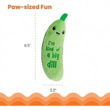 Catstages Crunchy Pickle Kicker Toy With Catnip And Dental Mesh, Pickle Shape, Plush And Crinkle Toy Kicking, Tossing, And Teeth Cleaning, Green - Crunchy Pickle Kicker - 查看 5