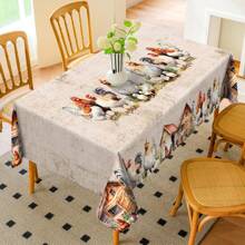 1pc Watercolor Chicken Nest Tablecloth - Polyester Fiber, Rectangular, Farmhouse Chicken Nest Design For Spring/Summer, Suitable For Home Kitchen Table, Dining, Picnic Decor