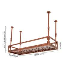 YUNRUX 100cm Metal Hanging Shelf Wine Rack Ceiling Shelf Bottle Holder Bottle Rack Ceiling Ceiling Shelf Ceiling Wine Rack For The Ceiling 20 Glasses Wine Glass Holder Hanging - Bronze - View 3