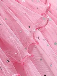 coviviky Vestido formal elegante sin mangas para el verano con estrellas de lentejuelas, malla y cierre con cremallera en la espalda con lazo