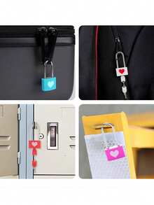 1pc Romantic Heart-Shaped Metal Luggage Lock With Long Handle, Colorful Plastic Shell Zinc Alloy Small Lock, Durable Couple Design, Suitable For Student Luggage Bags, Anti-Theft Security Luggage Lock - Pink - View 5