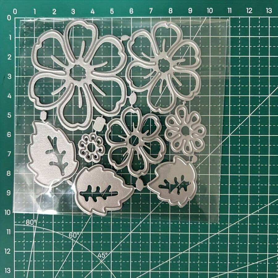 1 Peça Molde de Corte de Metal em Formato de Pétalas de Flor, Estêncil para Scrapbooking, DIY, Álbum, Carimbo, Papel, Cartão, Decoração em Relevo, Artesanato - Prata - Visão 1