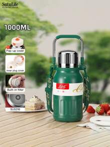 Botella de agua aislada al vacío de acero inoxidable 316, capacidad de 800ml/1000ml/1500ml, unisex, para exteriores, viajes, automóvil, portátil y de vuelta al colegio