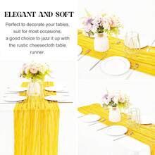 2/4/6/8/10pcs Cheese Cloth Table Runners, Muslin Cheesecloth Tablecloths For Bridal Shower Decor, Boho Country Style Wedding, Party, Birthday Summer Gifts Beach Back To School School Supplies Room Decor - Yellow - View 4