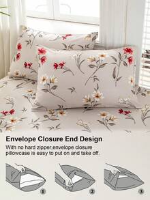 3pcs/Set Floral Pattern Duvet Cover Set(1 Duvet Cover & 2 Pillowcase)Soft And Skin-Friendly Duvet Cover Bedding Set For Home, All Season Bed Sheets Set
