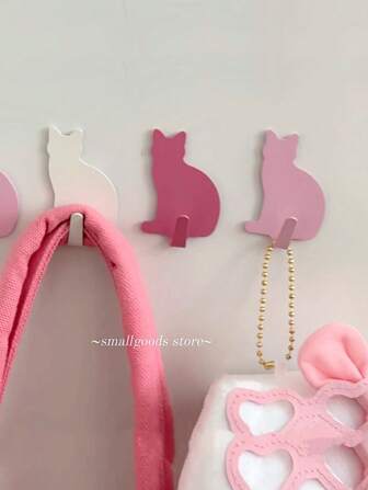 6 Pieces, Ins Style Cat Hook, Girl's Atrium Decoration Small Sticky Hook, Highly Attractive Level Simple Wall Decoration Small Sticky Hook, Universal Small Hook