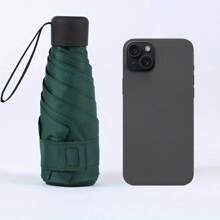 Travel Umbrella, Compact And Lightweight, 6 Ribs Reinforced, Foldable, Manual Open, UV Protection, Fashionable, Casual, Cute, Pongee (210T) Umbrella Cloth, Iron Umbrella Handle And Ribs
