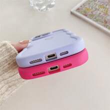 1 件多巴胺马卡龙波浪金色心形手机壳适用于 16/Redmi Note 11 4G/Galaxy A55/Infinix Note 30/ Moto E30 防水防震防摔防刮