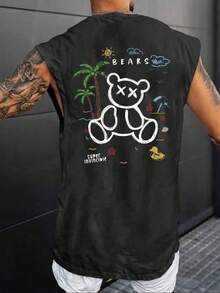 Men's Women's Basic Macho Tank Tops Letter Design UNISEX Sleeveless 100% Premium Cotton - Black - View 1