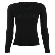 Kit 3 Women's Basic Long Sleeve V-Neck Blouses - 黑色 / 灰色 / 白色 - 查看 2