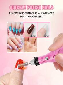 20pcs/1pc USB Nail Drill – Portable, Professional Polisher Machine For Quality Home Manicure & Pedicure Electric Nail Drill Machine Set, Grinding Equipment Mill For Manicure Pedicure, Professional Strong Nail Polishing Tool SB-Powered LED Nail Lamp – Portable, Quick-Drying Manicure Tool For Professional Gel Polish - Multicolor - View 3